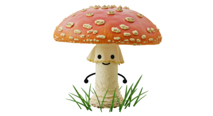 Isolated Amanita Mushroom Character