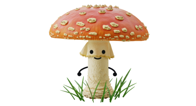 Isolated Amanita Mushroom Character