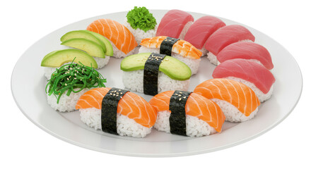 Isolated Sushi Plate Arrangement © Sophia