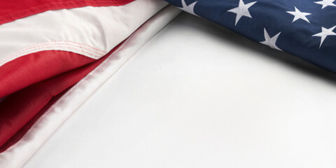 American flag on a clean white background in the concept of Memorial Day with patriotism