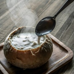 Creamy Bread Bowl Soup &ndash; Rustic Comfort Food Served Hot