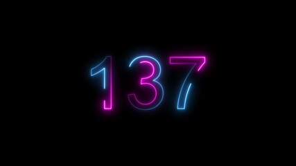 Dynamic circular and glowing neon number 137 animation . on a black background. and creating a stunning 4k video.