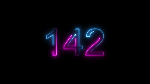 Dynamic circular and glowing neon number 142 animation . on a black background. and creating a stunning 4k video.