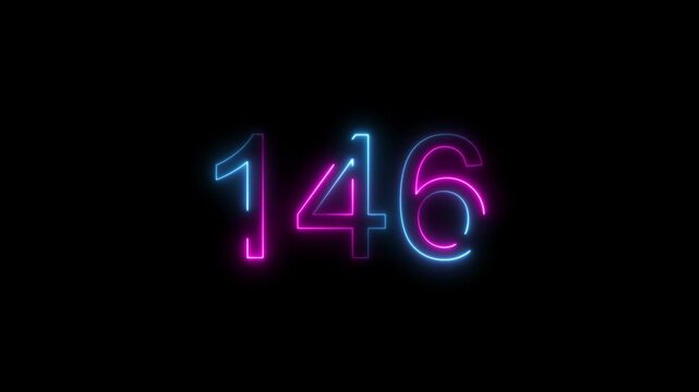 Dynamic circular and glowing neon number 146 animation . on a black background. and creating a stunning 4k video.