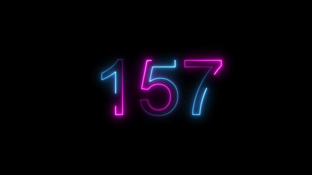 Dynamic circular and glowing neon number 157 animation . on a black background. and creating a stunning 4k video.