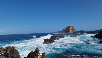 The Natural Pools of Porto Moniz, formed by ancient volcanic rocks, are the signature attraction of this charming coastal town in Madeira. These crystal-clear pools are naturally filled with fresh sea