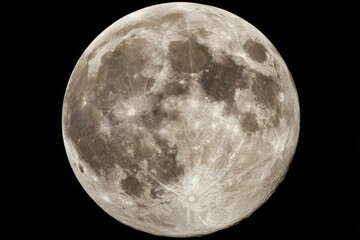 Obraz premium Full Moon in Night Sky Detailed Close Up