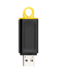 Flash drive. Compact usb drive.  Close up of a flash memory template on white background