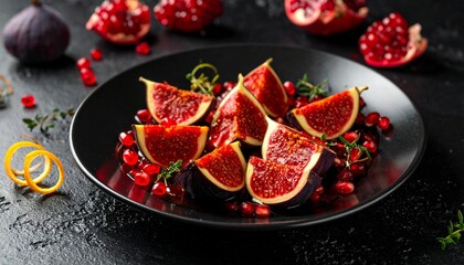 Sliced Figs with Pomegranate Seeds A Delicious and Elegant Dessert