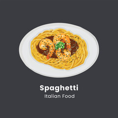 Delicious Spaghetti Italian Pasta Vector Illustration 