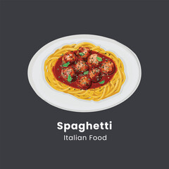 Delicious Spaghetti Italian Pasta Vector Illustration