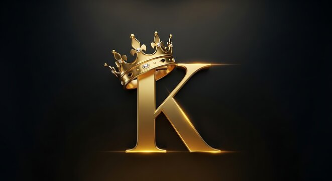 Golden letter k with crown logo design
