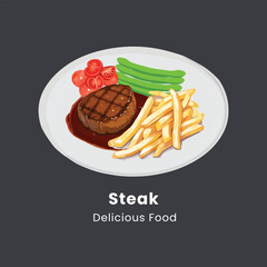 Delicious Grilled Steak Vector Illustration