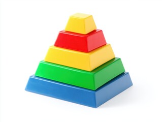 Colorful plastic pyramid stacking toy isolated on white background
