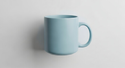 Fototapeta premium Simple Pastel Blue Mug, Ceramic Coffee Cup Mockup, Plain Mug Design
