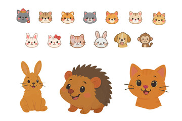 Fototapeta premium vector icons of pets, Design of web and mobile applications, Development of veterinary websites, Creation of templates for pet stores, advertising, design, cute animals.