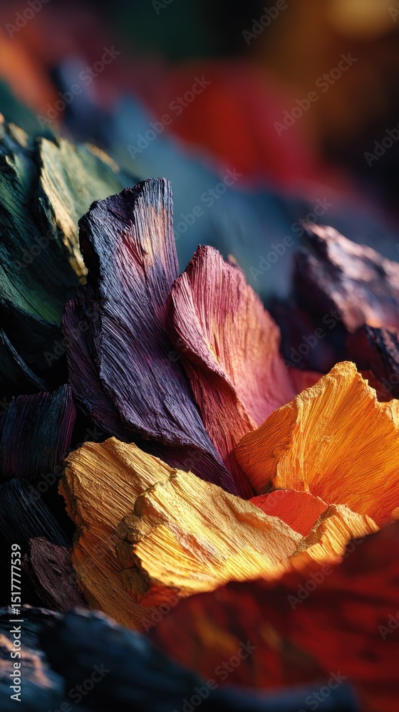 Poster abstract painted wood shards in warm tones, ideal for artistic expression and creative inspiration p