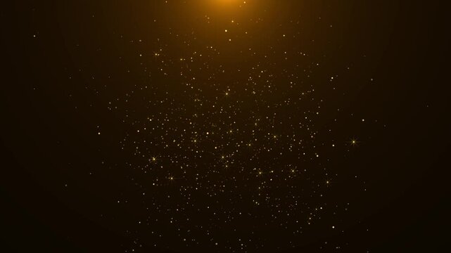 Award party stage Sharp design golden glitter rising up animation stars, lights particles luxury Abstract glitter line background. Particles event awards trailer titles cinematic concert stage 3D 4K