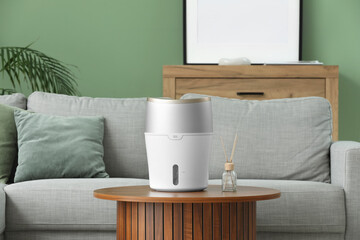 Air humidifier on table in living room