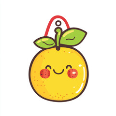 Obraz premium cute label tag with fruit mascot bold font