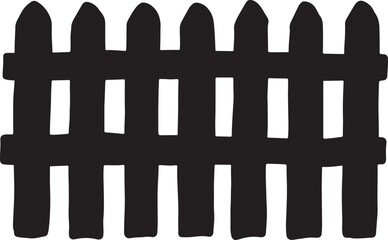 Garden fence silhouette vector, fence icon vector illustration isolated on a transparent background