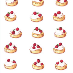cute mini desserts pattern cake pie donut for sticker