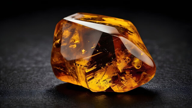 Gros morceau d'ambre poli et inclusions 