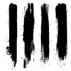 Hand Drawn Flat Calligraphy Paint Brush Regular Straight Lines. 