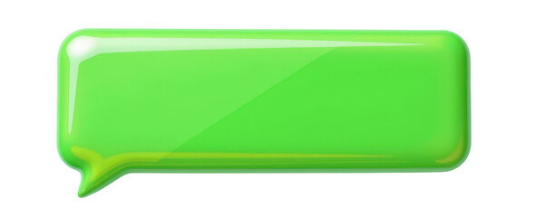 soft edge message box in bold plastic style 3d, neon green color with glossy cartoon look, isolated on transparent white background with clipping path for flexible use.