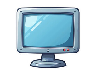single plastic monitor icon with thick bezel and minimal cartoon lines, isolated on transparent background with subtle shadows and lighting gradients.