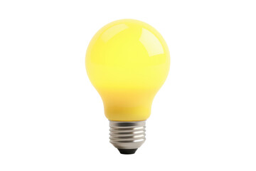 3d plastic cartoon icon of a bright yellow light bulb with soft glow effect, smooth glossy surface, minimal shape, isolated on transparent white background with clipping path.