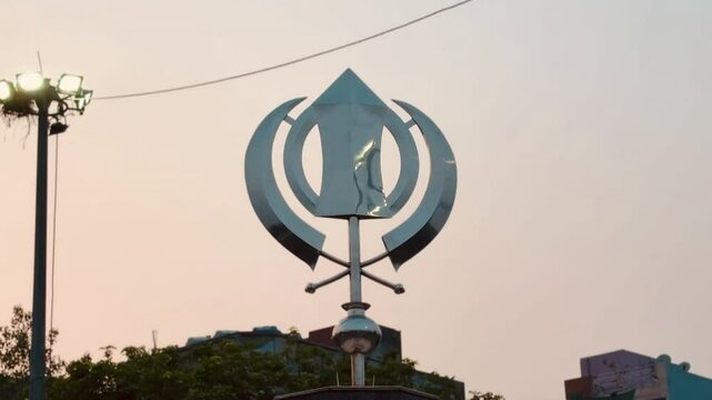 KHANDA a significant symbol of Sikhism hindu religion, represents key Sikh principles, Nishan Sahib Flag. 