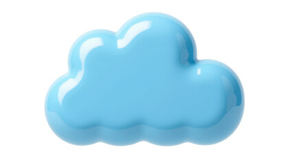 cloud storage icon in playful cartoon 3d style, plastic material with soft blue tones, floating effect, isolated with white background and clipping path.