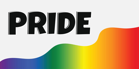 Pride Rainbow Flag Wavy Background with Bold Text