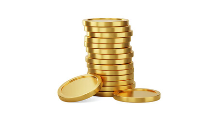Gold Coins Stacked with Loose Coins