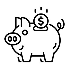 An outline style icon of piggy bank