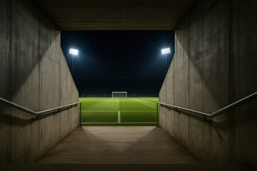 Soccer player taking a shot on goal on a soccer field.