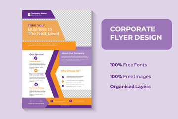 Corporate Business Modern A4 Flyers, with creative editable geometric vector design templates, Informative modern layouts for promotional purposes.