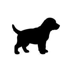 Puppy dog silhouette vector flat illustration design.