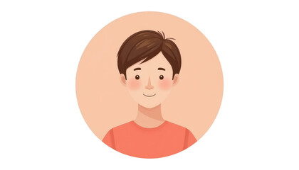 user avatar icon in peach plastic tone, round head with simplified shoulders, clean and friendly cartoon feel, perfectly clipped for profile ui use.