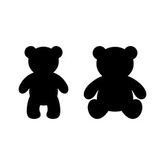 Stand and sit teddy bear silhouette vector flat illustration design.