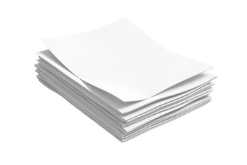 cartoon paper stack icon with top page folded, layered effect in white plastic, suitable for report/document stock use.