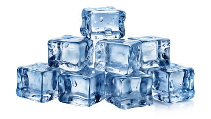 Obraz premium ice cubes forming a layer of frosty chunks isolated on white background