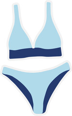 Isolate summer holiday  on white background. Sticker featuring various beach and summer-related items such as bikini.