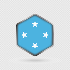 Micronesia Flag Icon in Hexagon Shape.