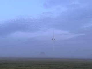 wind turbine in the fog