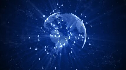 Animation of network connections data processing Global finance, business, connections, computing social network connection concept data processing concept User Icon Network node and line connection - Powered by Adobe