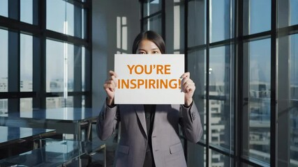 Empowering message shared in modern office setting during day