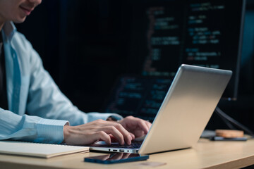 Development programmer male working in website a software and coding technology.