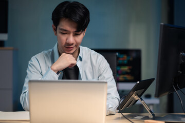 Development programmer male working in website a software and coding technology.